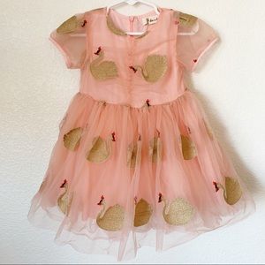Doe a Dear Pink Dress with Swan Overlay, size 3T